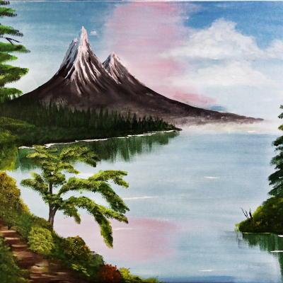 painting painted in techniques from Bob Ross