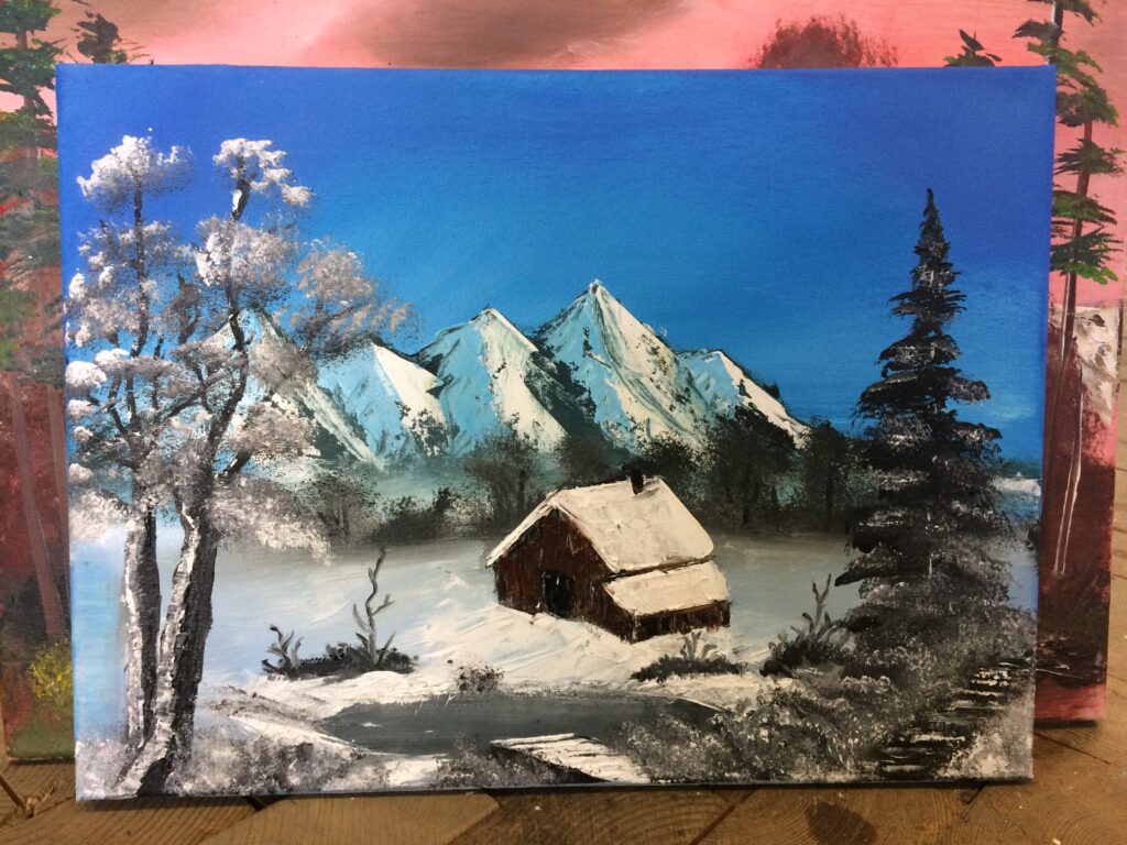 bob ross stijl schilderij sneeuwlandschap cursus eindhoven